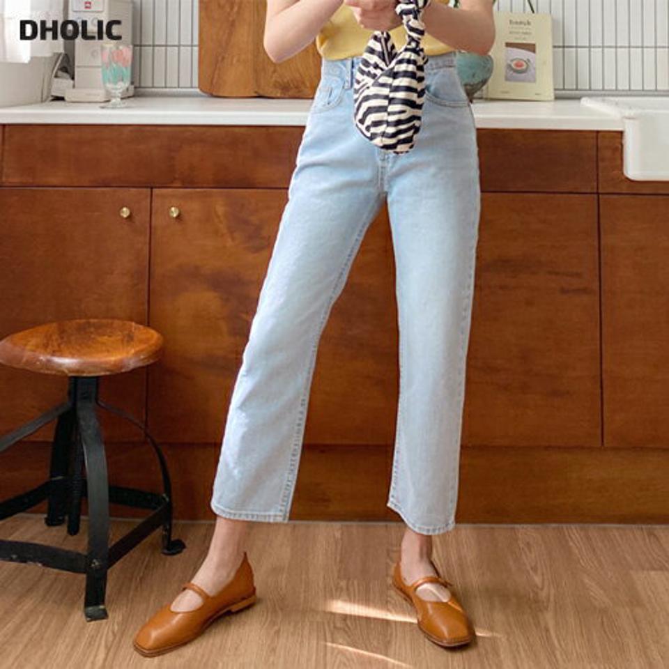 【全品10%OFF】ライトブルーデニムパンツ・全1色・t64043 レディース 【pt】【韓国 ファッション ボトムス パンツ ロング ロングパンツ デニムパンツ デニム 美脚 スリム 細身 体型カーバー 10分丈 十分丈 カジュアル 春 夏】【NIJU】