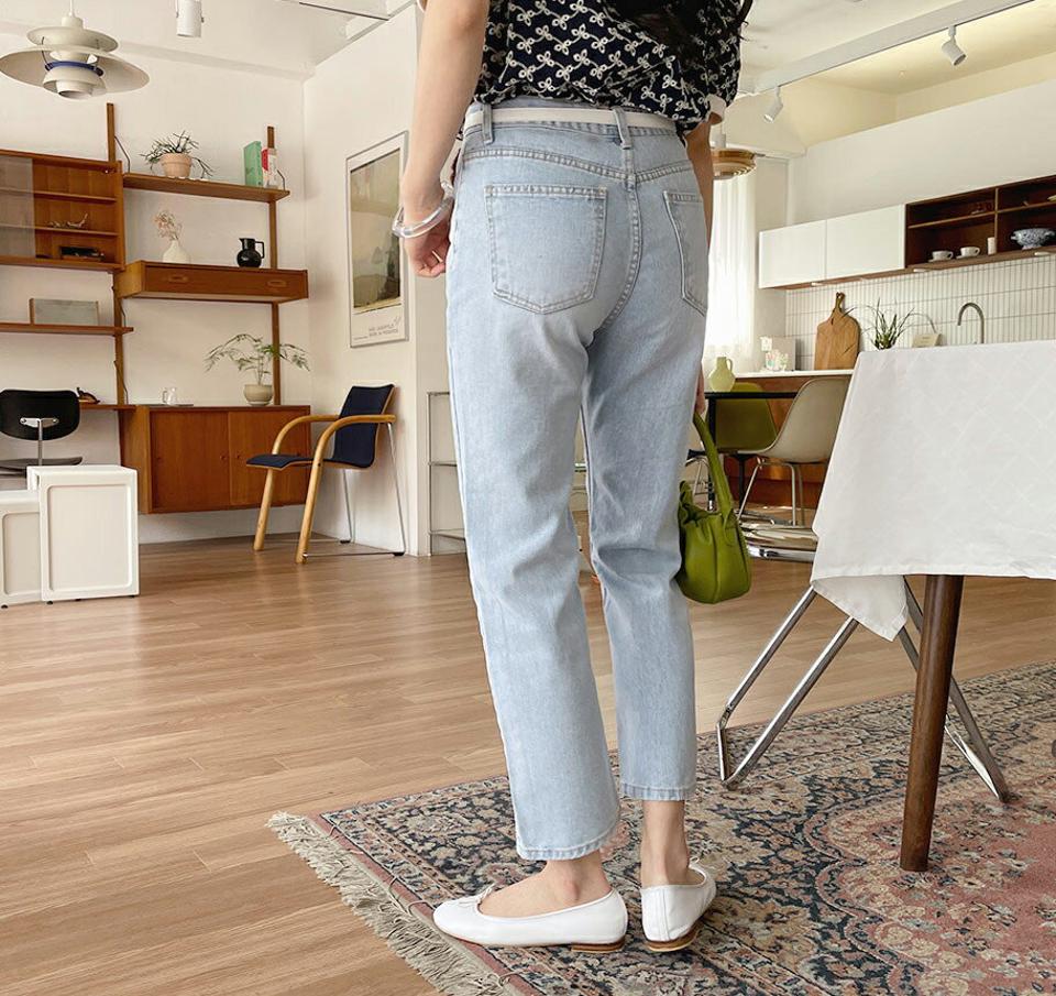 【全品10%OFF】ライトブルーデニムパンツ・全1色・t64043 レディース 【pt】【韓国 ファッション ボトムス パンツ ロング ロングパンツ デニムパンツ デニム 美脚 スリム 細身 体型カーバー 10分丈 十分丈 カジュアル 春 夏】【NIJU】