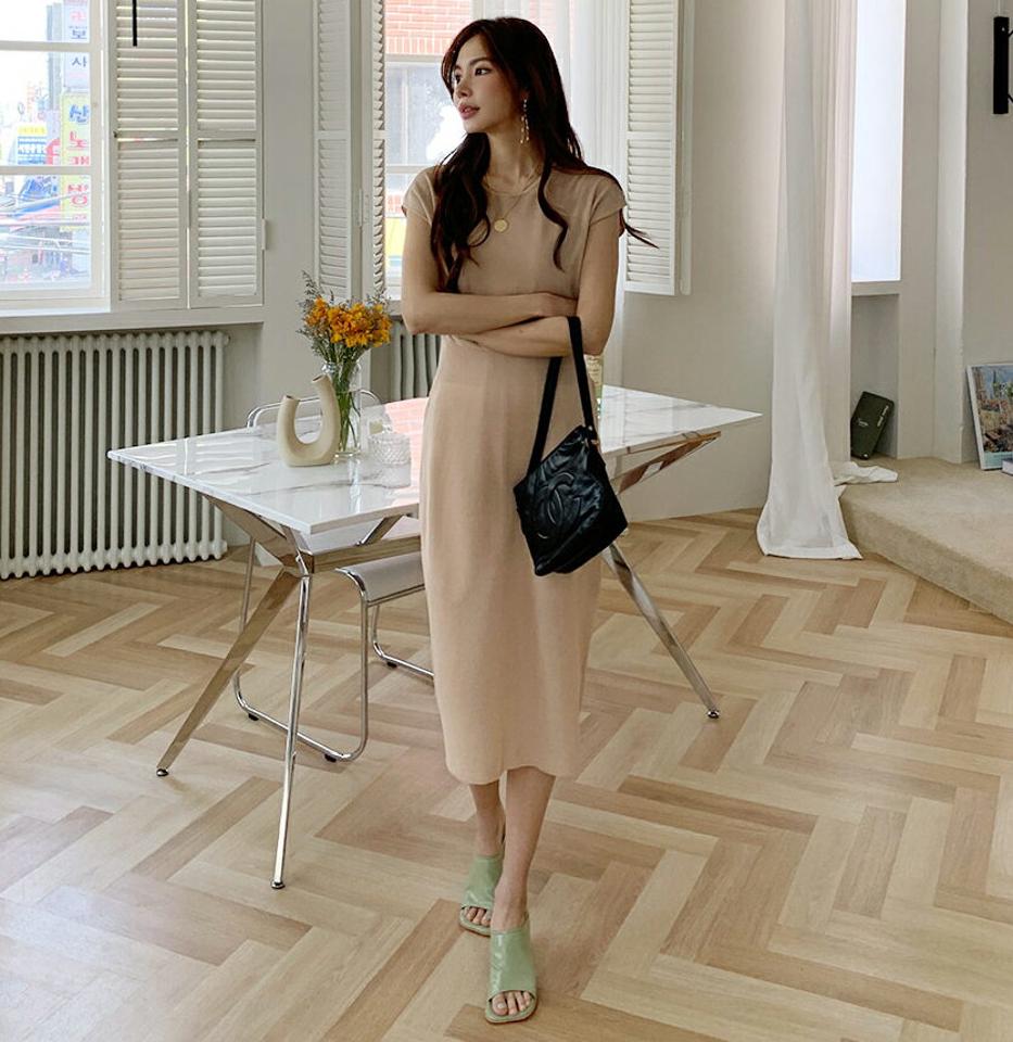 【送料無料】配色ニットカーディガン&ワンピースSET・全2色・t68151 レディース 【cd】【ワンピース カーディガン セット set ニット 配色 半袖 ショートスリーブ カジュアル フレンチスリーブ 春 夏 韓国 ファッション】【ハイホリHIHOLLI】