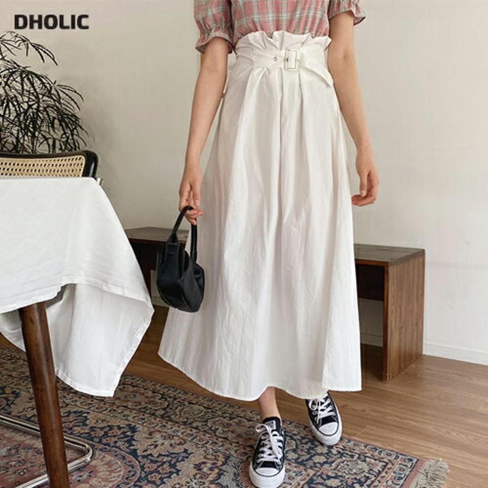 ベルトポケットスカート・全3色・t64040 レディース 【sk】【韓国 ファッション ボトムス スカート ロング ロングスカート ウエストゴム ベルト フィット Aライン フェミニン カジュアル デイリー 体型カバー 細身 春 夏】【NIJU】