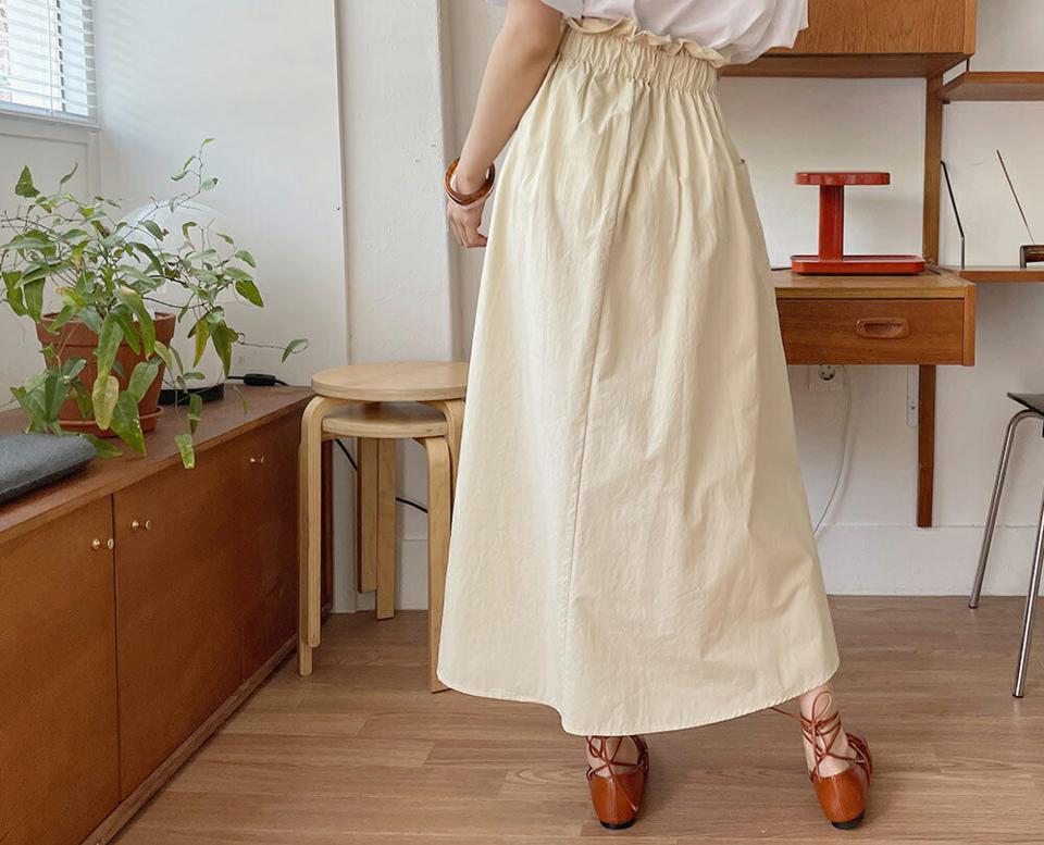 ベルトポケットスカート・全3色・t64040 レディース 【sk】【韓国 ファッション ボトムス スカート ロング ロングスカート ウエストゴム ベルト フィット Aライン フェミニン カジュアル デイリー 体型カバー 細身 春 夏】【NIJU】