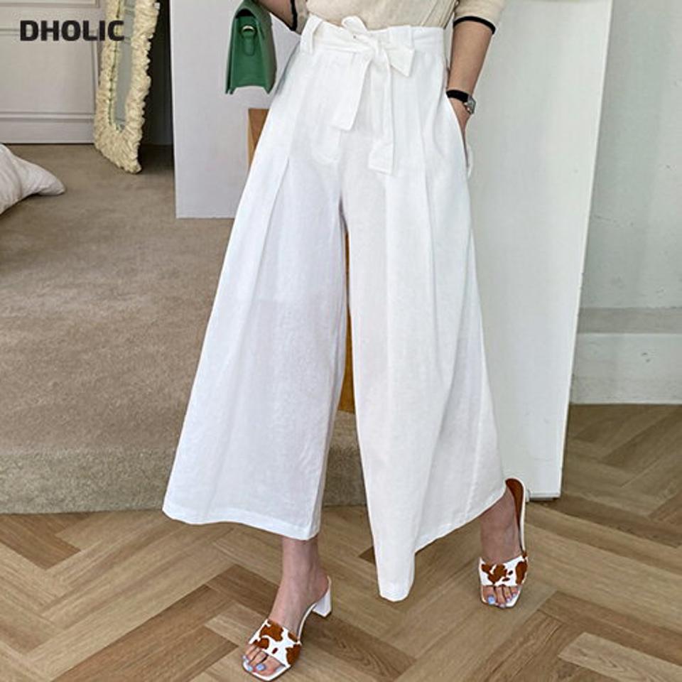 【全品10%OFF】ストラップ付ツータックワイドパンツ・全3色・t68165 レディース 【pt】【パンツ ズボン ロングパンツ ワイドパンツ ツータック ストラップ 単色 無地 シンプル カジュアル ラフ リネン 春 夏 韓国 ファッション】【ハイホリHIHOLLI】