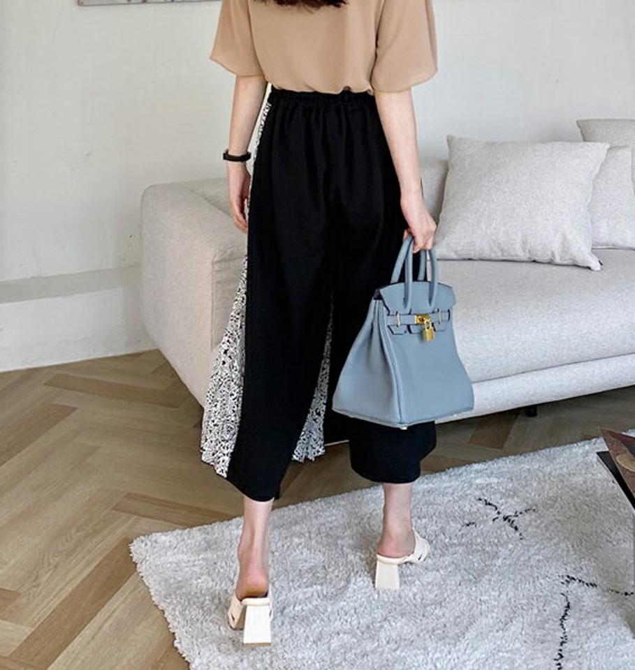 ラップ調サイドペイズリープリーツパンツ・全2色・b68164 レディース 【pt】【パンツ ズボン ロングパンツ プリーツ ペイズリー柄 ラップデザイン ラップパンツ 大人 カジュアル 春 夏 韓国 ファッション】【ハイホリHIHOLLI】