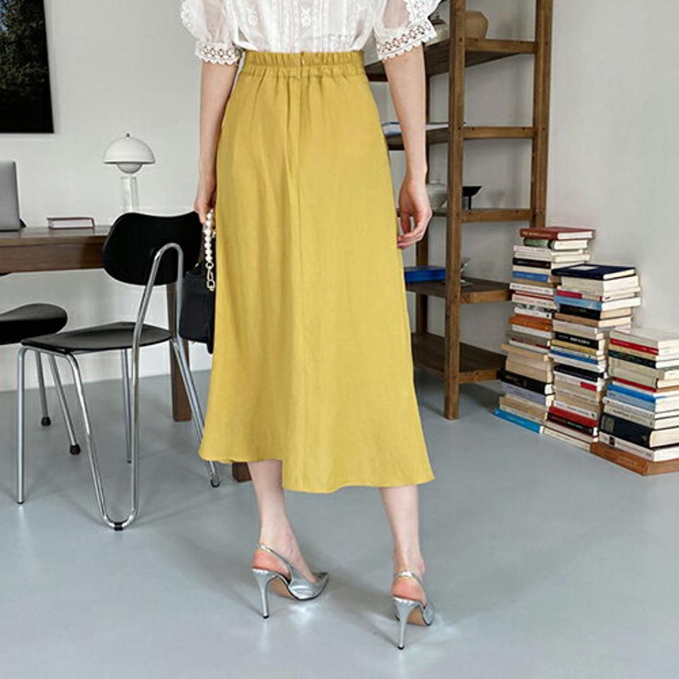 バックゴムAラインスカート・全8色・t68224 レディース 【sk】 スカート ロング ロングスカート Aライン 単色 無地 シンプル 大人 カジュアル 春 夏 秋 韓国ファッション ハイホリHIHOLLI