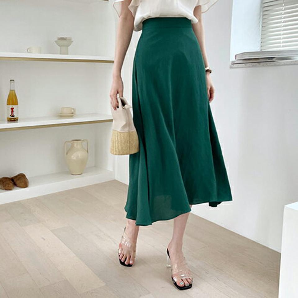 バックゴムAラインスカート・全8色・t68224 レディース 【sk】 スカート ロング ロングスカート Aライン 単色 無地 シンプル 大人 カジュアル 春 夏 秋 韓国ファッション ハイホリHIHOLLI