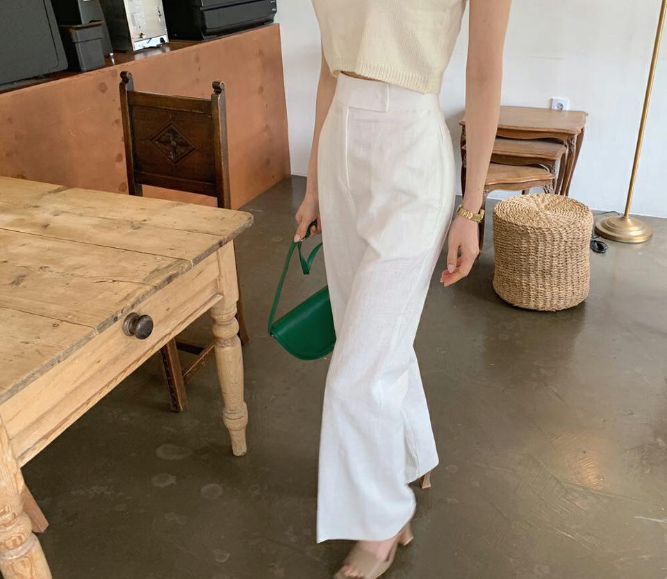 【只今10%OFF】リネンストレートパンツ・全4色・t61985 レディース 【pt】【韓国 ファッション ボトムス ロング ロングパンツ リネン ドライ 美脚 スリム ストレート 10分丈 体型カーバー 細身 ハイウエスト 夏 春】