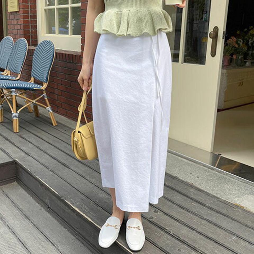 Aラインリボンスカート・全4色・b57332 レディース 【sk】【韓国 ファッション ボトムス スカート ロング ロングスカート リボン スリット Aライン スリム ジッパー フェミニン 体型カバー 細身 カジュアル 上品 夏 春】