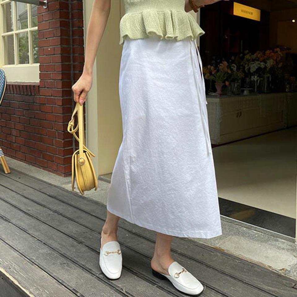 Aラインリボンスカート・全4色・b57332 レディース 【sk】【韓国 ファッション ボトムス スカート ロング ロングスカート リボン スリット Aライン スリム ジッパー フェミニン 体型カバー 細身 カジュアル 上品 夏 春】