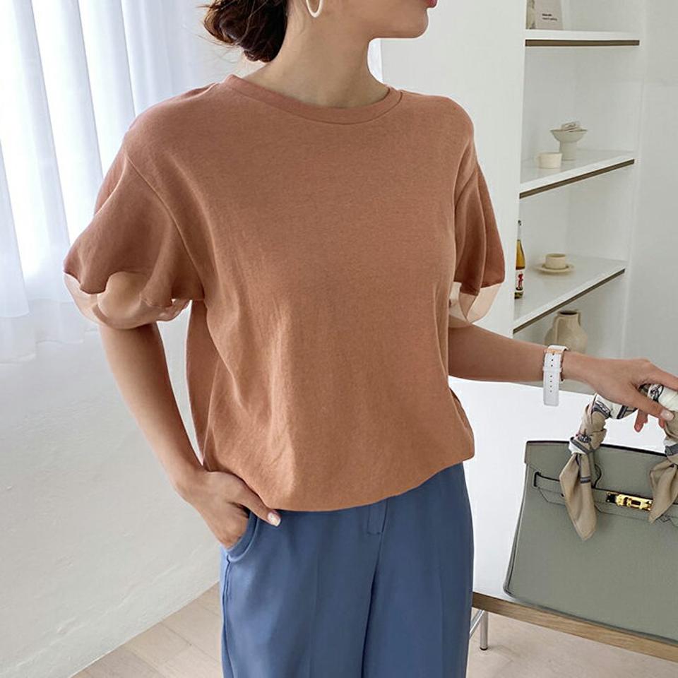 【全品10%OFF】シアーパフラウンドTシャツ・全5色・t68238 レディース 【tops】【トップス Tシャツ 半袖 ハーフスリーブ 透け感 シアー シースルー パフ袖 パフスリーブ 単色 シンプル フェミニン かわいい 可愛い 春 夏 韓国 ファッション】【ハイホリHIHOLLI】