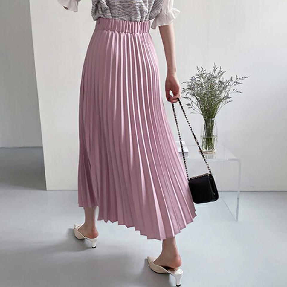 バックゴムプリーツスカート・全4色・t68227 レディース 【sk】【スカート ロング ロングスカート プリーツ フェミニン シンプル 大人 フェミニン 可愛い かわいい 春 夏 韓国 ファッション】【ハイホリHIHOLLI】