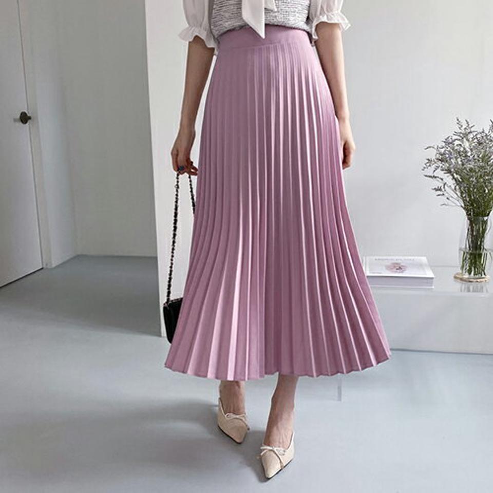 バックゴムプリーツスカート・全4色・t68227 レディース 【sk】【スカート ロング ロングスカート プリーツ フェミニン シンプル 大人 フェミニン 可愛い かわいい 春 夏 韓国 ファッション】【ハイホリHIHOLLI】