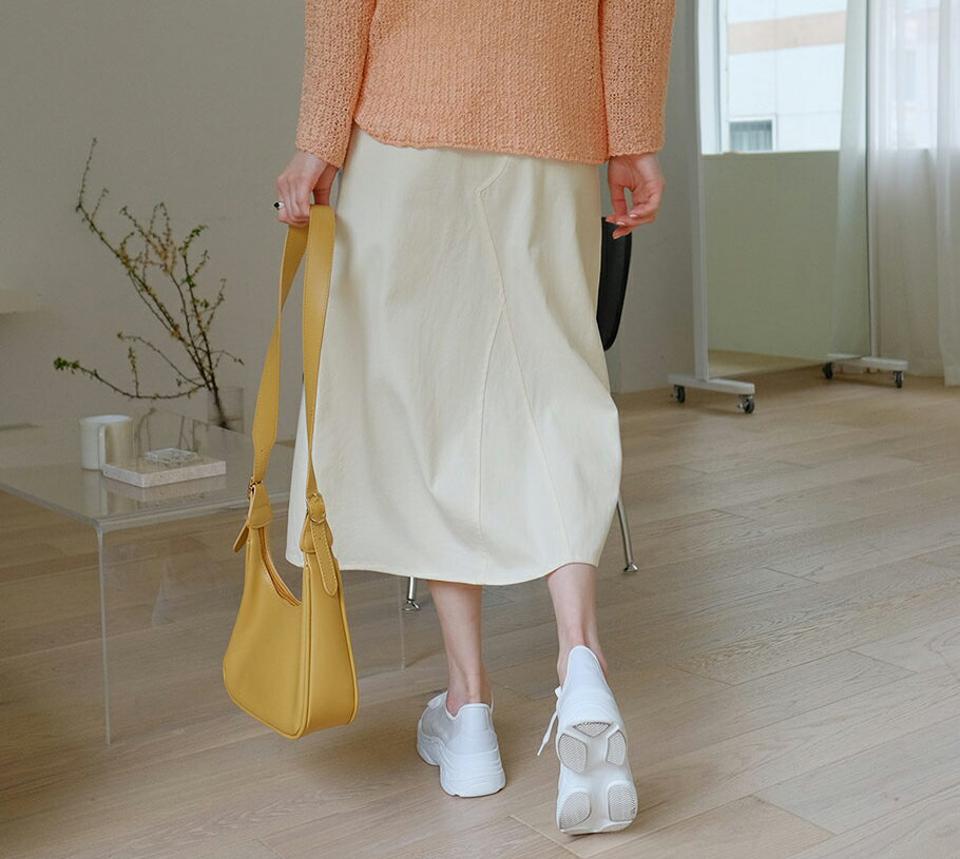 アンバランスタックスカート・全3色・57318 レディース 【sk】【韓国 ファッション ボトムス スカート ロング ロングスカート アンバランス スリット フェミニン フレア 体型カバー 細身 カジュアル 上品 Aライン 夏 春】