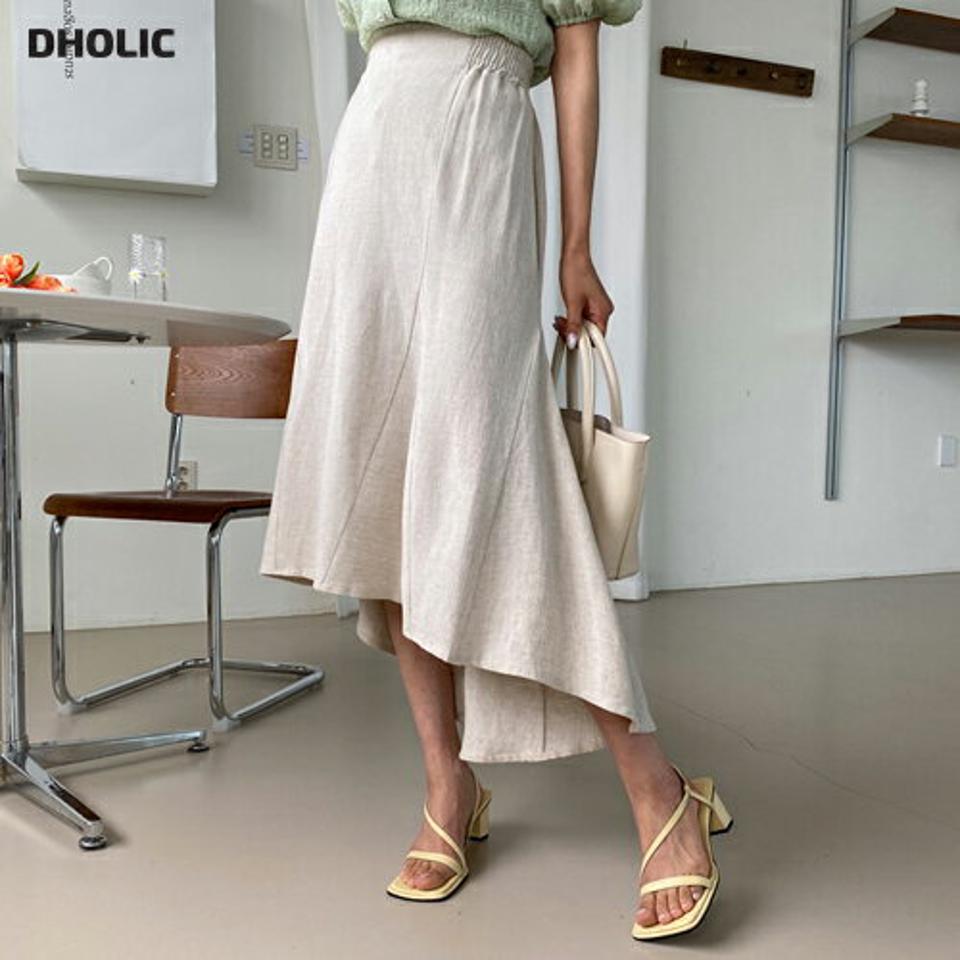 リネン混マーメイドスカート・全3色・b61989 レディース 【sk】【韓国 ファッション ボトムス スカート ロング ロングスカート リネン レーヨン ドライ フェミニン マーメイド フィット 体型カバー 細身 カジュアル 上品 夏 春】