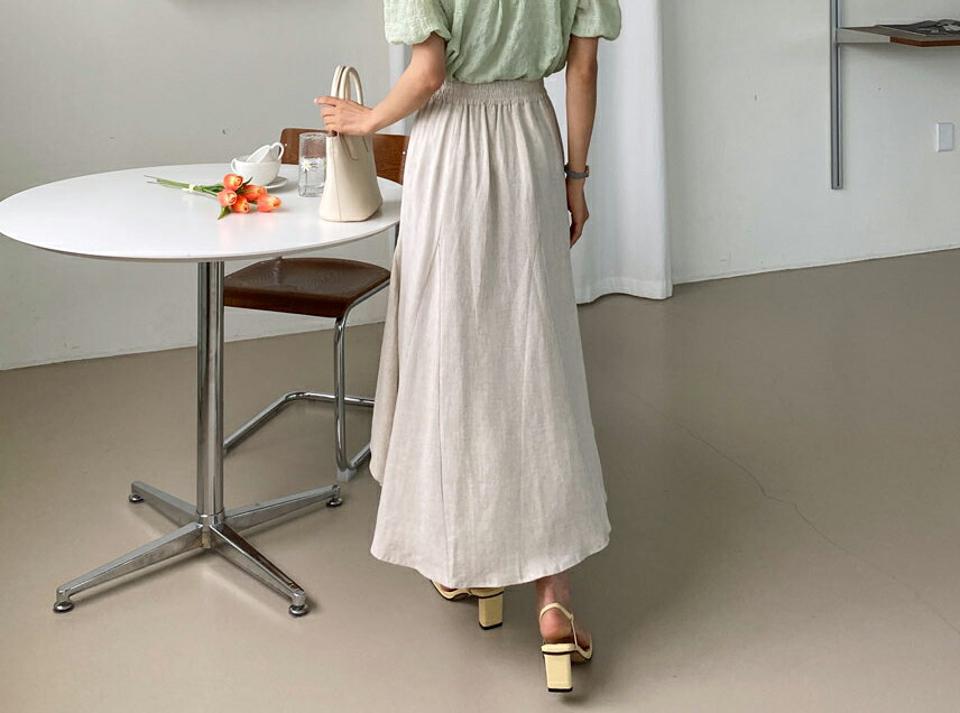 リネン混マーメイドスカート・全3色・b61989 レディース 【sk】【韓国 ファッション ボトムス スカート ロング ロングスカート リネン レーヨン ドライ フェミニン マーメイド フィット 体型カバー 細身 カジュアル 上品 夏 春】