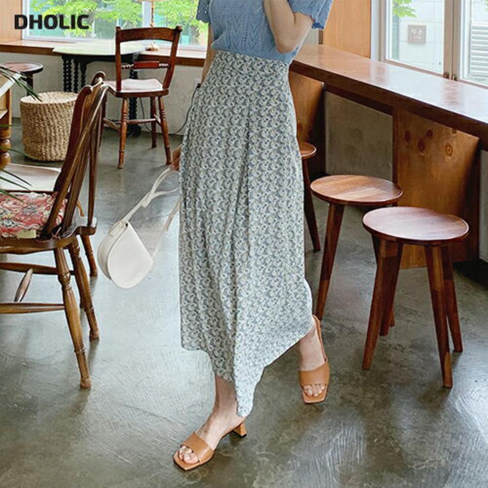 タックフローラルロングスカート・全2色・b61992 レディース 【sk】【韓国 ファッション ボトムス スカート ロング ロングスカート 花柄 フローラル パターン おしゃれ フェミニン スリム フィット 体型カバー 細身 夏 春】