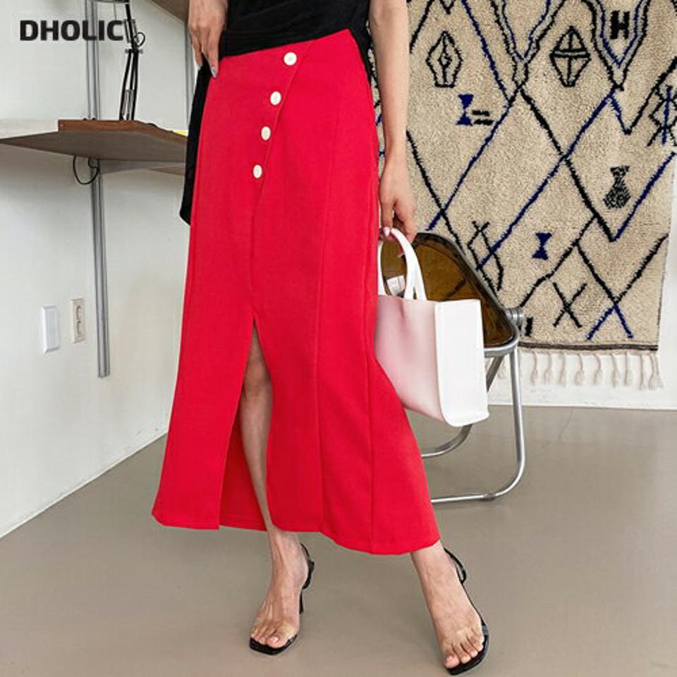 ダイアゴナルボタンスリットスカート・全4色・b61993 レディース 【sk】【韓国 ファッション ボトムス スカート ロング ロングスカート ダイアゴナル おしゃれ リネンブレンド スリット Hライン フェミニン ボタン フィット 体型カバー 細身 夏 春】