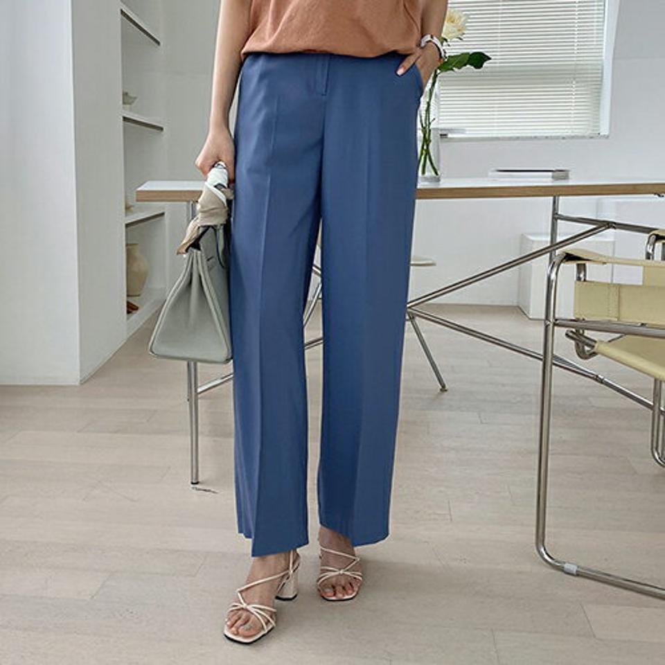 バックゴムスラックス・全3色・b68244 レディース 【pt】【スラックス パンツ ズボン ロングパンツ 単色 無地 シンプル ベーシック 大人 きれいめ オフィスカジュアル 春 夏 秋 韓国 ファッション】【ハイホリHIHOLLI】