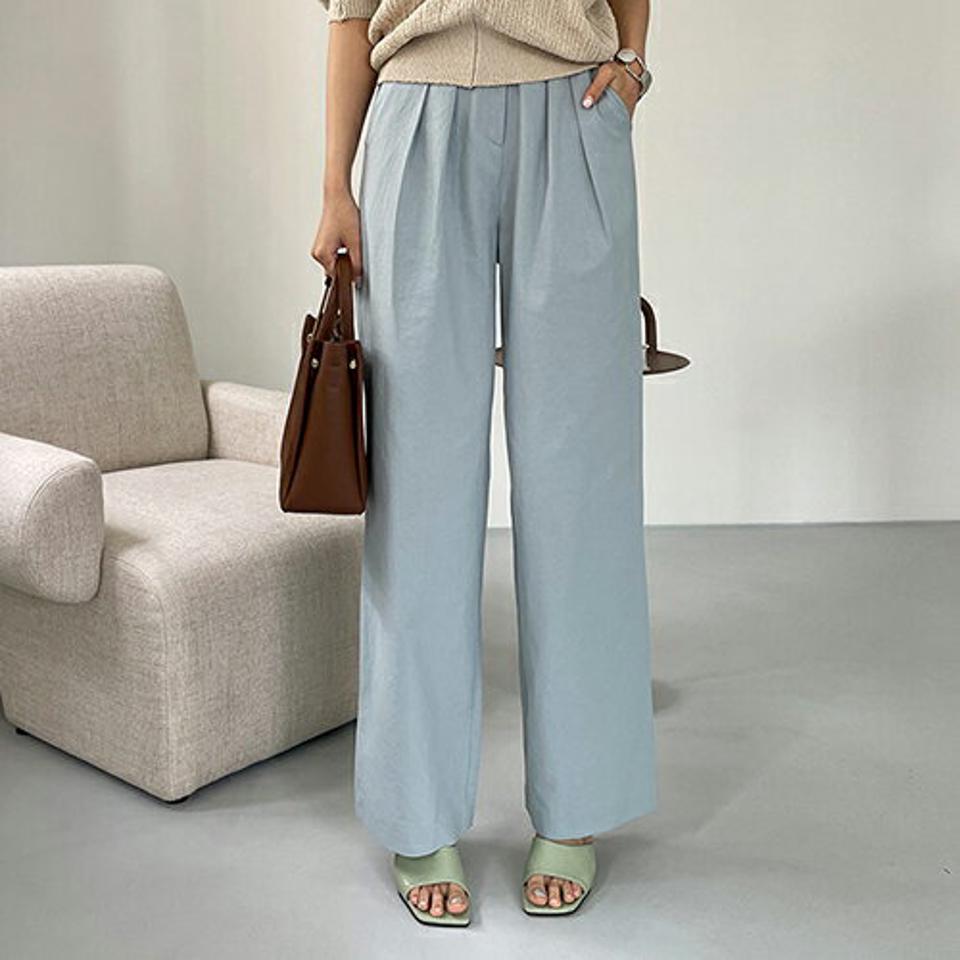 タックバックフラップパンツ・全4色・t68243 レディース 【pt】 パンツ ズボン ロングパンツ タック 単色 無地 シンプル カジュアル ラフ 大人 春 夏 韓国 ファッション ハイホリHIHOLLI