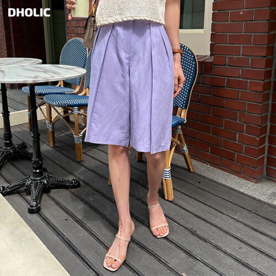 【只今20%OFF】リネン混ハーフパンツ・全3色・t57335 レディース 【pt】【韓国 ファッション ボトムス ショート ショートパンツ リネンブレンド ドライ ハーフパンツ ツータック ワイド 体型カーバー 細身 夏 春】【LN】