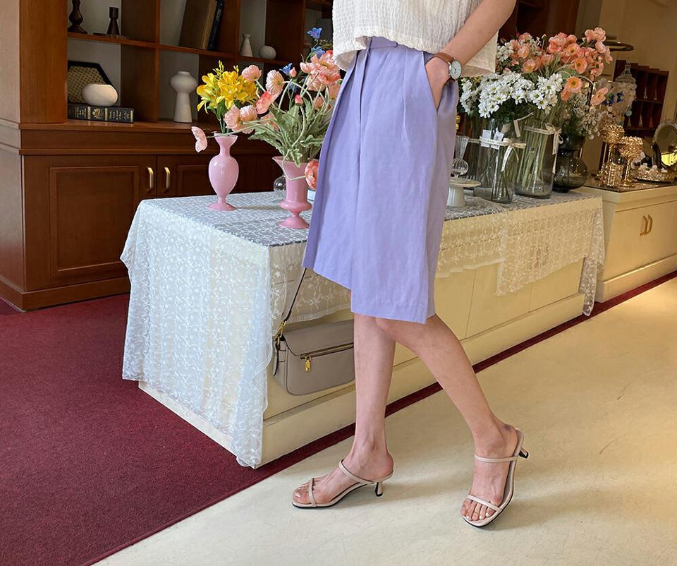 【只今20%OFF】リネン混ハーフパンツ・全3色・t57335 レディース 【pt】【韓国 ファッション ボトムス ショート ショートパンツ リネンブレンド ドライ ハーフパンツ ツータック ワイド 体型カーバー 細身 夏 春】【LN】