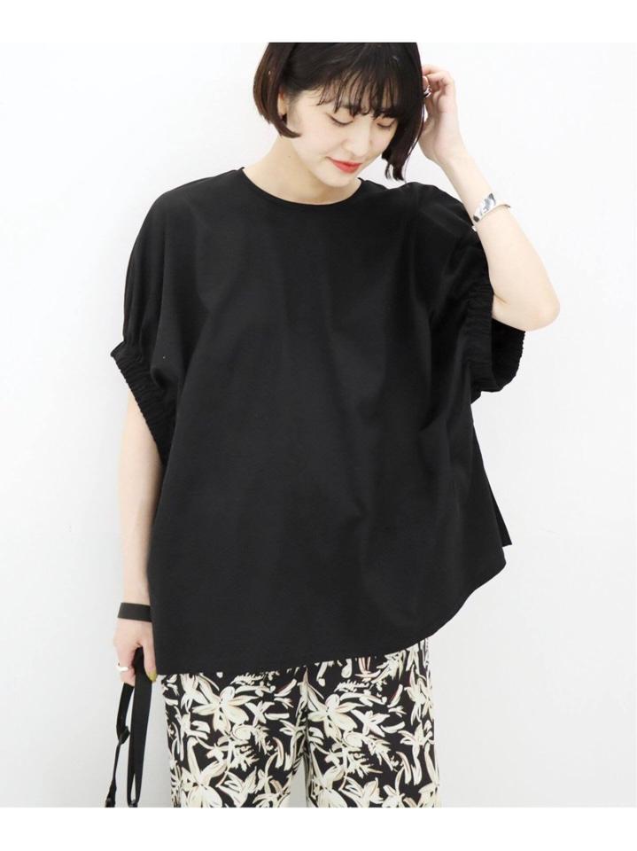 <<WEB限定>>クールローレルギャザースリーブTシャツ◆