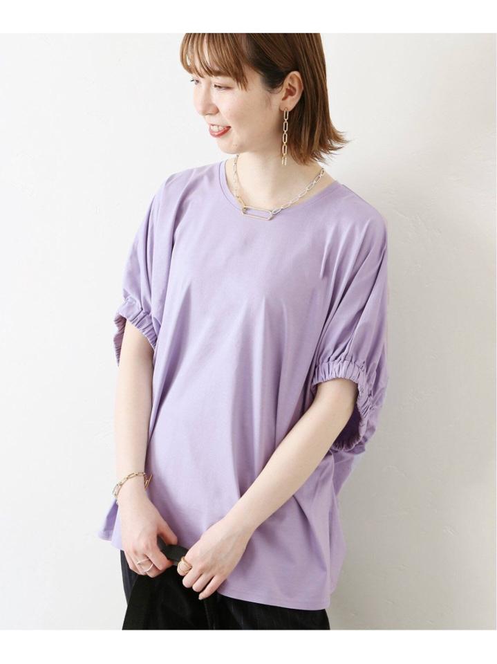 <<WEB限定>>クールローレルギャザースリーブTシャツ◆