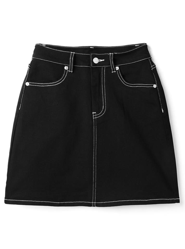 配色ステッチミニスカート