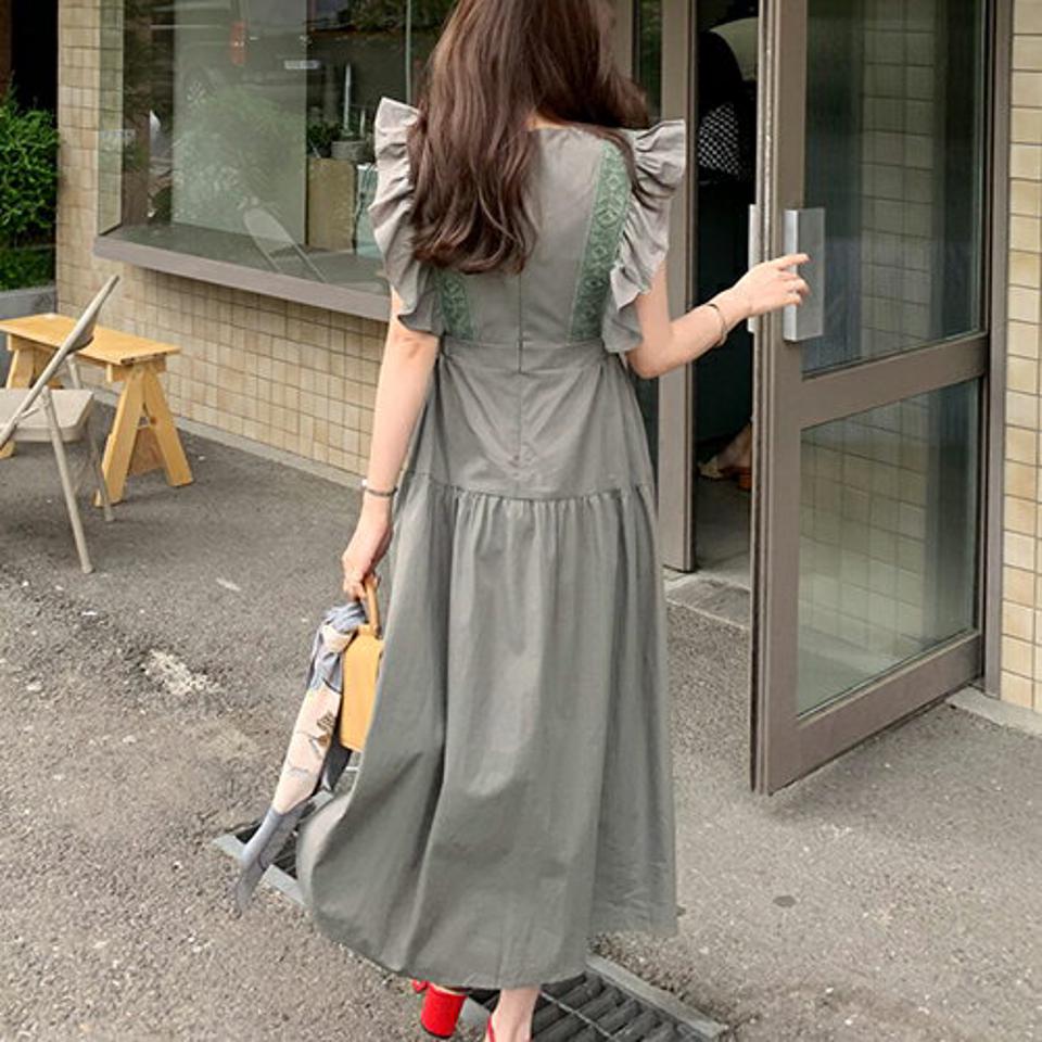 フリルレースラインワンピース・全2色・b68334 レディース 【ops】 ワンピース ロング ロングワンピース スリーブレス ノースリーブ フリル レース ガーリー 大人 かわいい 可愛い 春 夏 韓国 ファッション ハイホリHIHOLLI