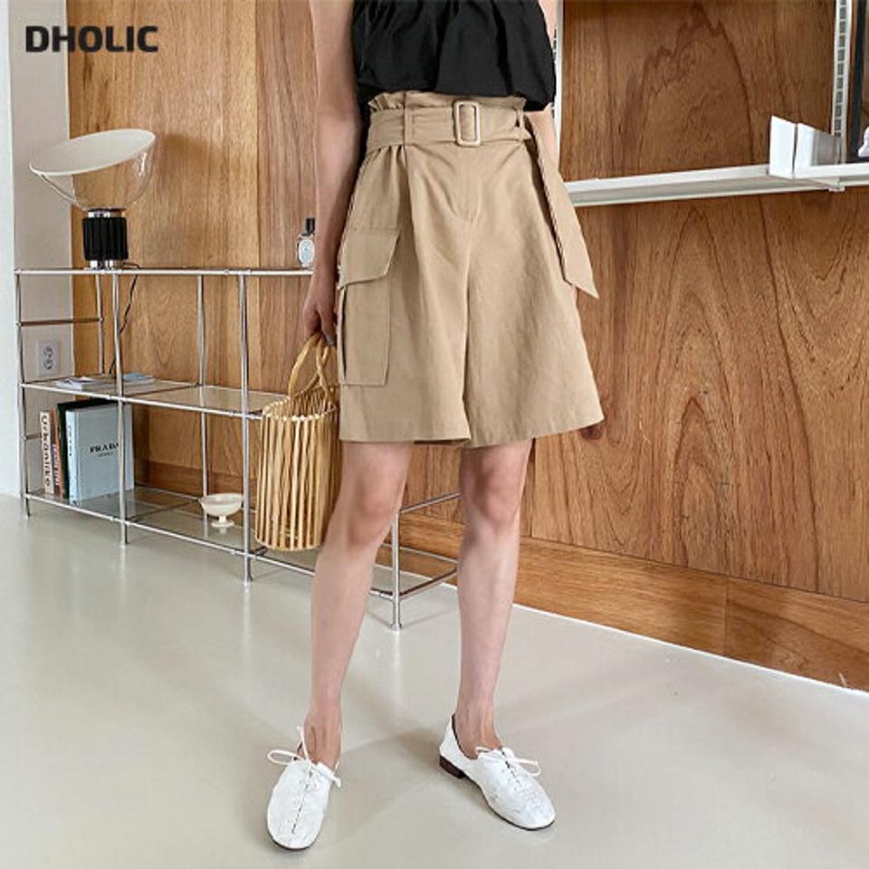 ベルト付カーゴハーフパンツ・全3色・t63600 レディース 【pt】【韓国 ファッション ボトムス ショート ショートパンツ 美脚 ハーフパンツ ワイド カーゴ カジュアル 体型カーバー 細身 夏 春】