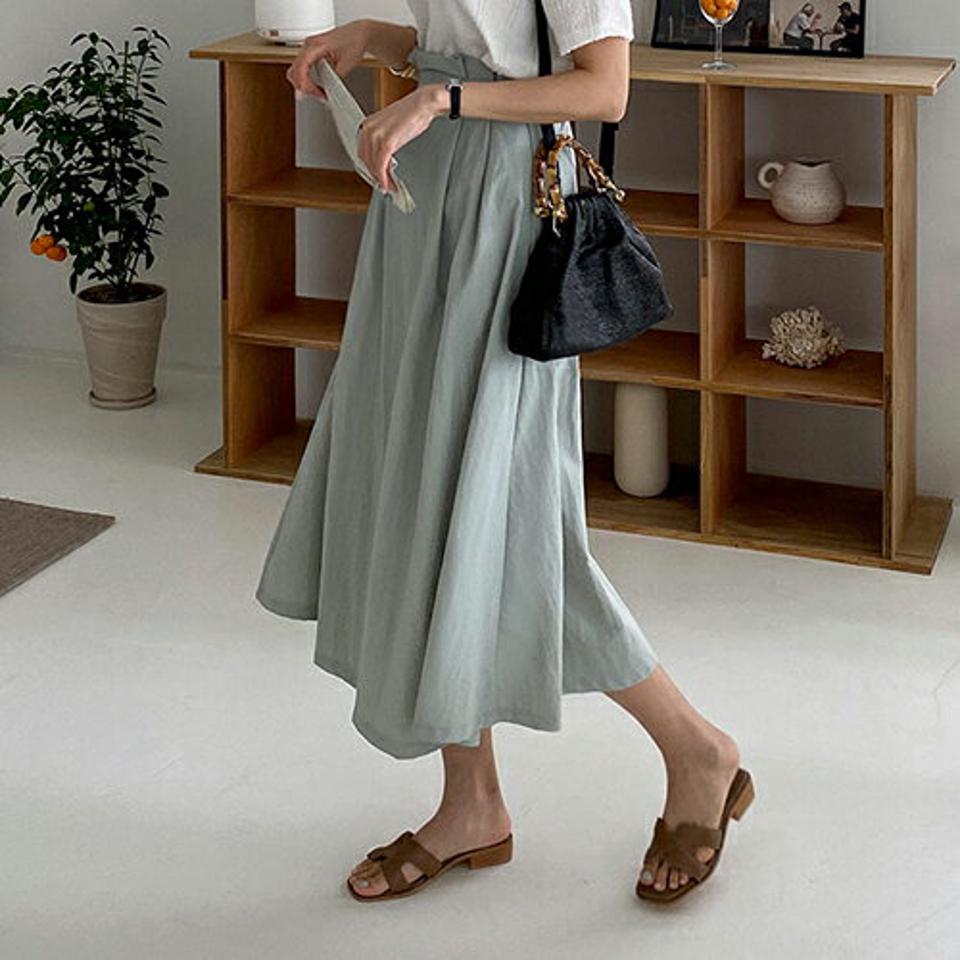 ナイロンフレアスカート・全3色・t68358 レディース 【sk】【スカート ロング ロングスカート フレア 単色 無地 シンプル ベーシック カジュアル 春 夏 秋 韓国 ファッション】【ハイホリHIHOLLI】