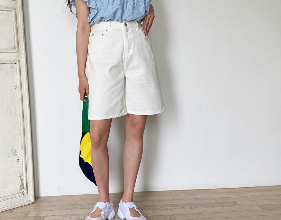 コットンハーフパンツ・全2色・t64086 レディース 【pt】 韓国 ファッション ボトムス パンツ ショート ショートパンツ コットン ハーフパンツ 美脚 スリム 細身 体型カーバー カジュアル バミューダパンツ 春 夏 NIJU