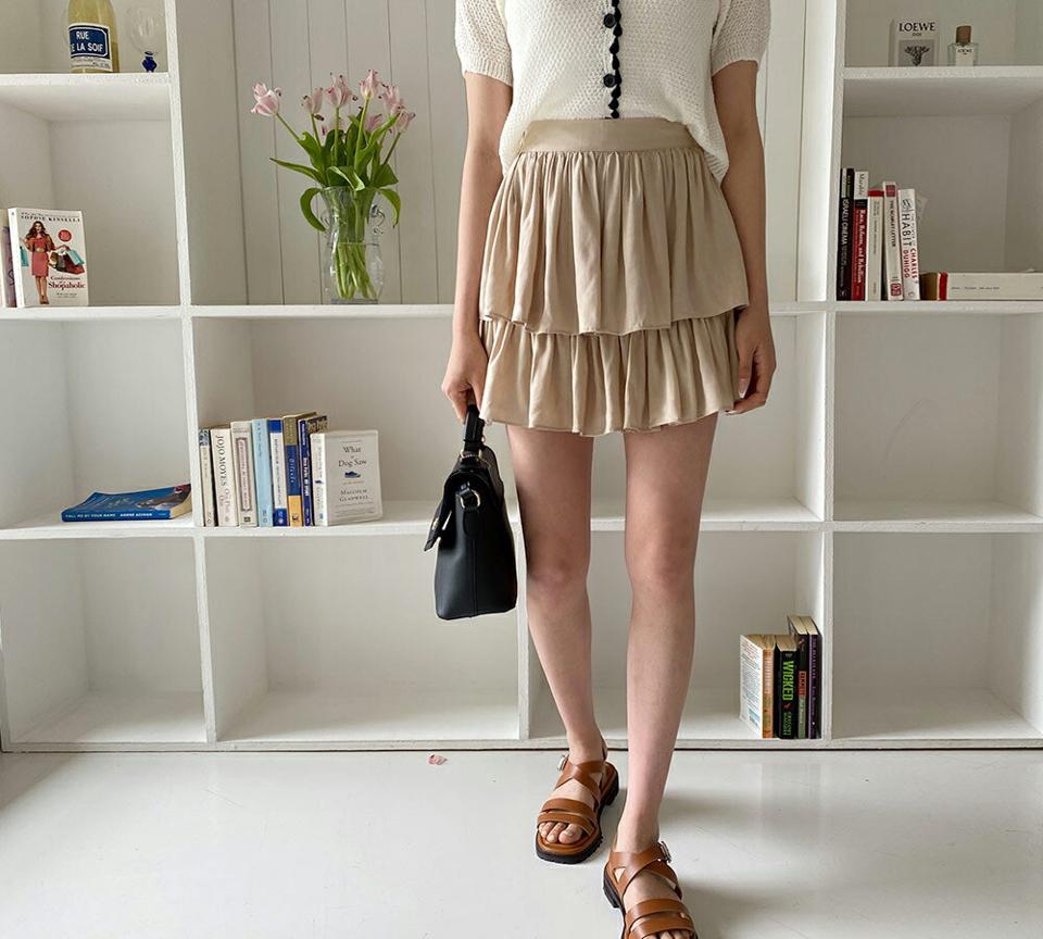 【全品10%OFF】ティアードミニスカート・全4色・t64087 レディース 【sk】【韓国 ファッション ボトムス スカート ミニ ミニスカート ウエストゴム ガーリー ティアード ボリューム カジュアル デイリー 体型カバー 細身 春 夏】【NIJU】