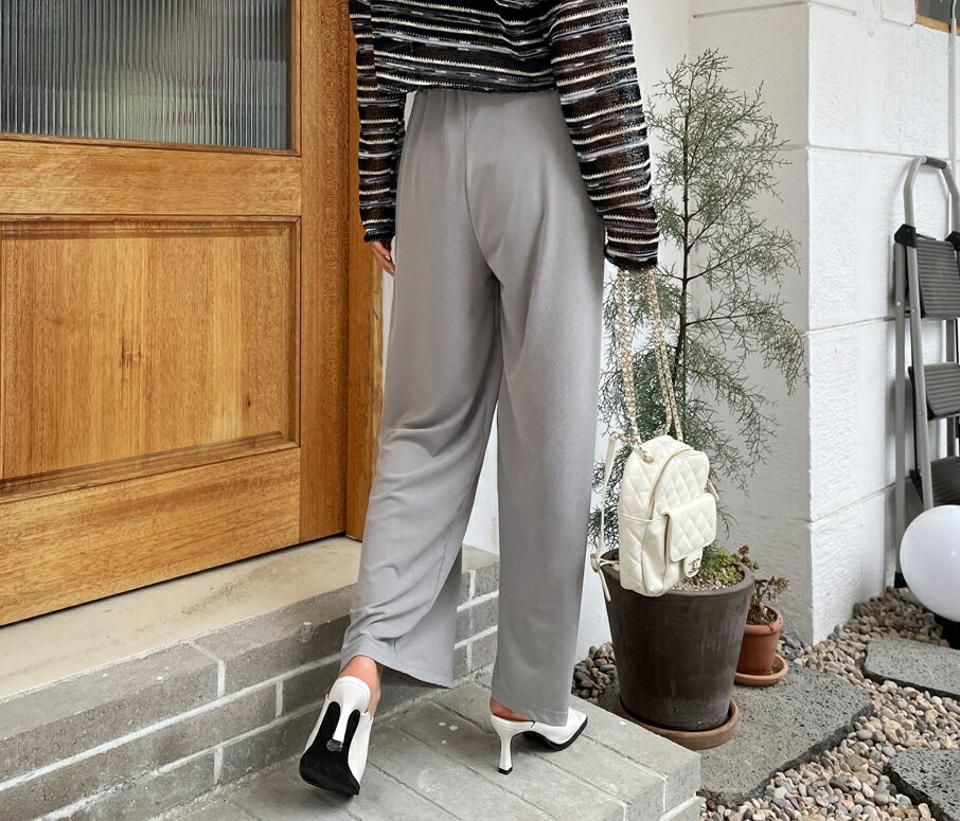 【全品10%OFF】ドロストワイドロングリブパンツ・全5色・t63601 レディース 【pt】【韓国 ファッション ボトムス ロング ロングパンツ 美脚 ストレッチ デイリー ワイド ストレート ストリング 10分丈 体型カーバー 細身 ハイウエスト 夏 春】