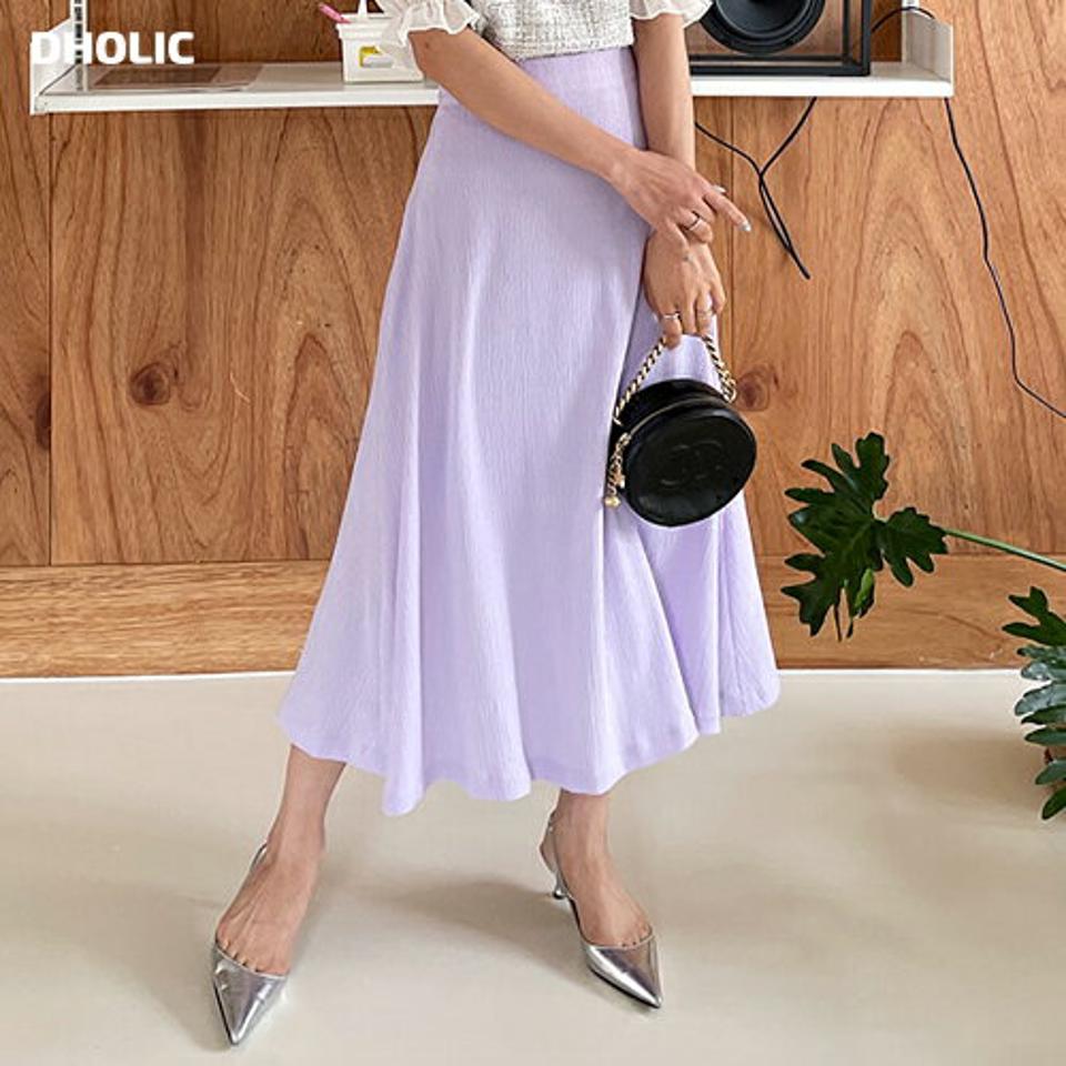 リンクルフレアスカート・全4色・b63597 レディース 【sk】【韓国 ファッション ボトムス スカート ロング ロングスカート やわらかい ナチュラル Aライン フェミニン ベーシック スリム 体型カバー 細身 夏 春】