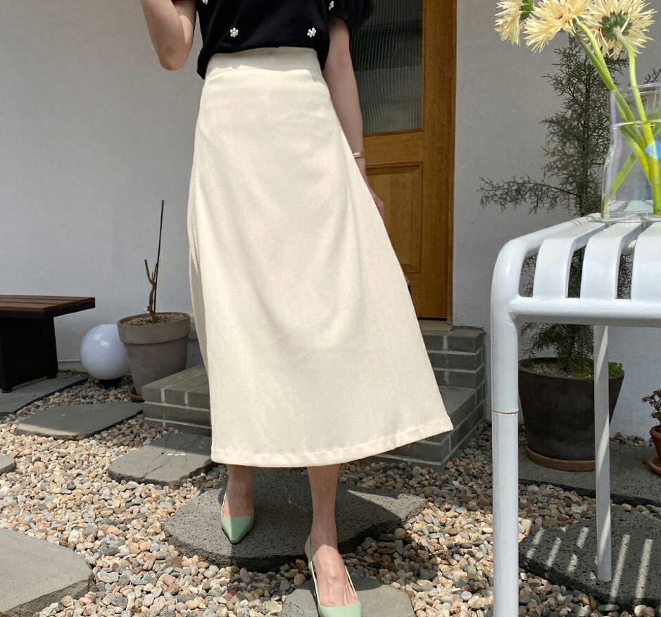 リンクルフレアスカート・全4色・b63597 レディース 【sk】【韓国 ファッション ボトムス スカート ロング ロングスカート やわらかい ナチュラル Aライン フェミニン ベーシック スリム 体型カバー 細身 夏 春】