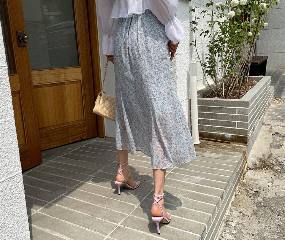 小花柄シフォンスカート・全2色・t63596 レディース 【sk】【韓国 ファッション ボトムス スカート ロング ロングスカート シフォン 小花柄 花柄 フラワー パターン フェミニン ベーシック スリム 体型カバー 細身 夏 春】
