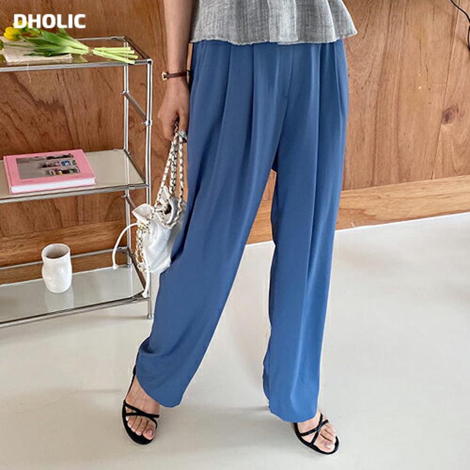 ツータックロングスラックス・全4色・t63603 レディース 【pt】【韓国 ファッション ボトムス ロング ロングパンツ 美脚 スラックス ワイド ストレート ツータック 10分丈 体型カーバー 細身 ハイウエスト 夏 春】