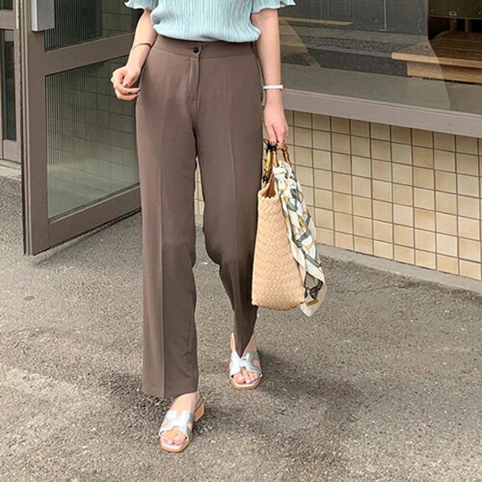 ロングストレートスラックス・全3色・b68359 レディース 【pt】 スラックス パンツ ズボン ロングパンツ ストレート 単色 無地 シンプル ベーシック 大人 オフィスカジュアル 春 夏 秋 韓国 ファッション ハイホリHIHOLLI