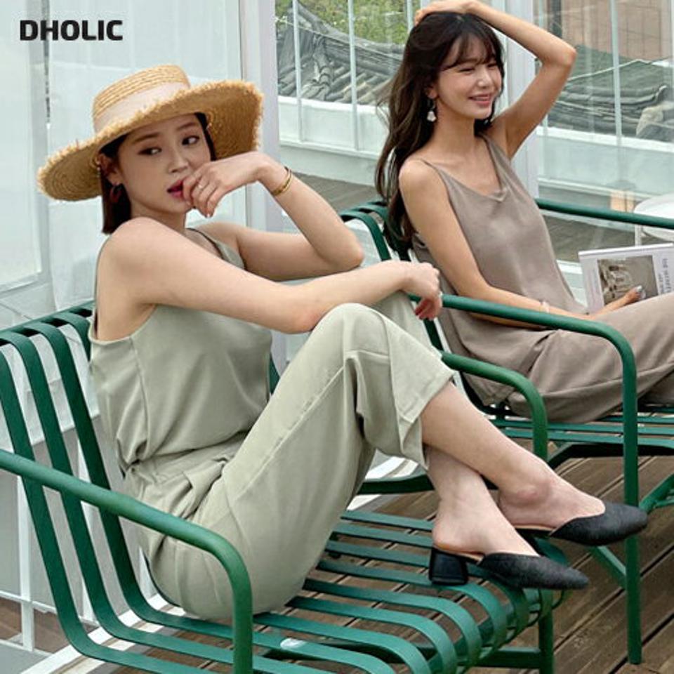 2WAYキャミ&スラックスSET・全5色・t63591 レディース 【pt】 韓国 ファッション ボトムス ロング ロングパンツ 美脚 セット キャミ スクエア Vネック ハイウエスト スラックス 10分丈 体型カーバー 細身 夏 春