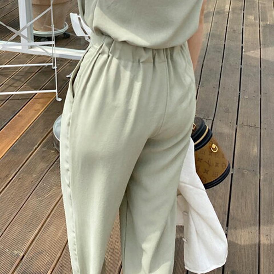 2WAYキャミ&スラックスSET・全5色・t63591 レディース 【pt】 韓国 ファッション ボトムス ロング ロングパンツ 美脚 セット キャミ スクエア Vネック ハイウエスト スラックス 10分丈 体型カーバー 細身 夏 春