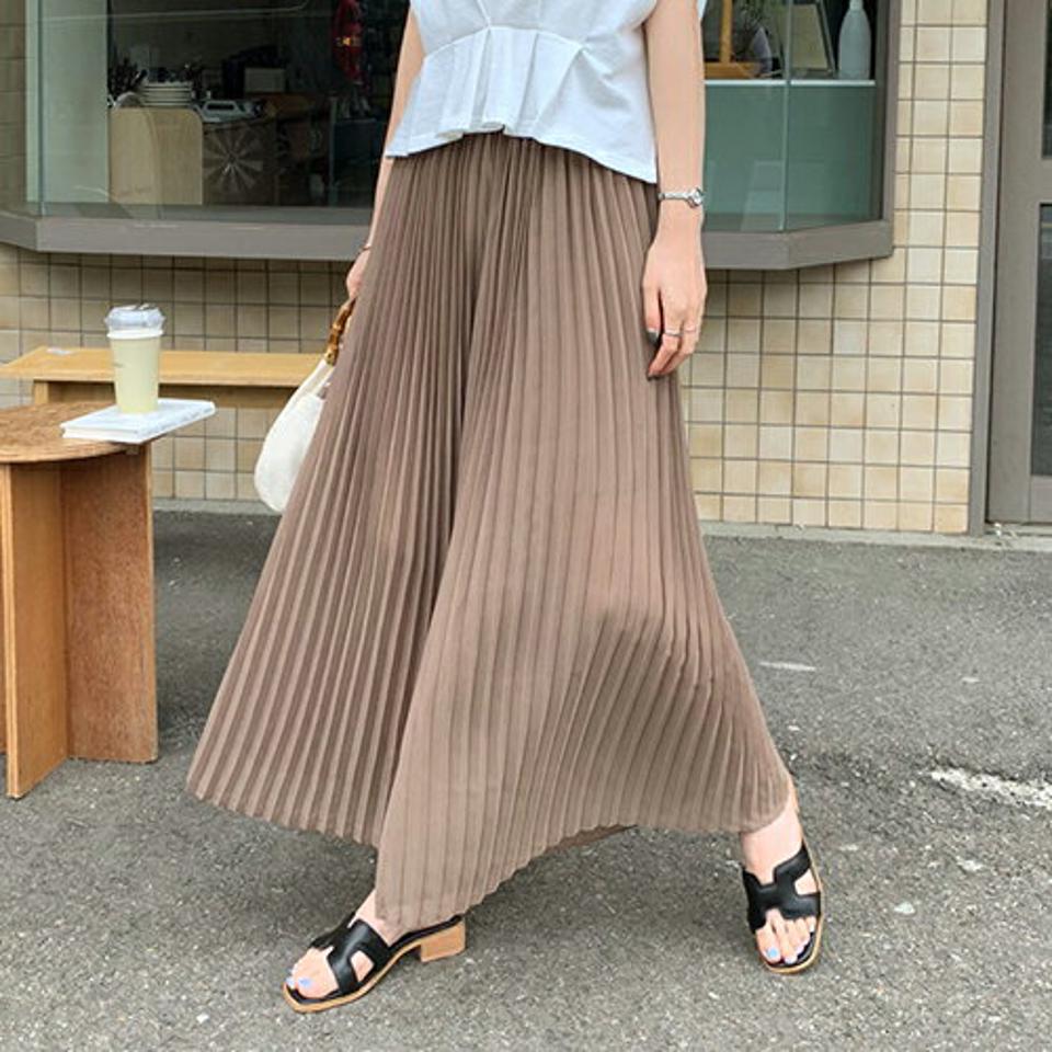 プリーツワイドシフォンパンツ・全3色・b68361 レディース 【pt】 パンツ ズボン ロングパンツ ワイドパンツ プリーツ シフォン シンプル カジュアル 大人 ラフ 春 夏 秋 韓国 ファッション ハイホリHIHOLLI