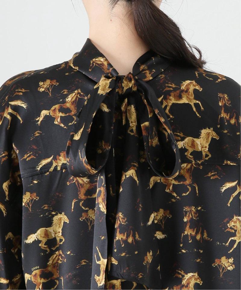 【GANNI/ガニー】Silk Stretch Satin mini：ブラウス（JOURNAL STANDARD L'ESSAGE）