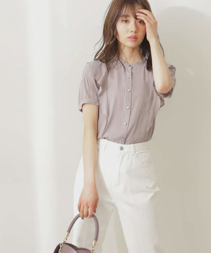 【堀田茜さん着用 美人百花6月号 掲載商品】ラッフル切替ブラウス