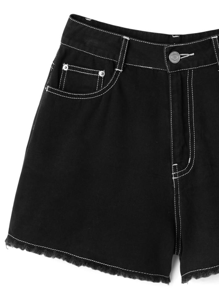 カットオフ配色ステッチショートパンツ