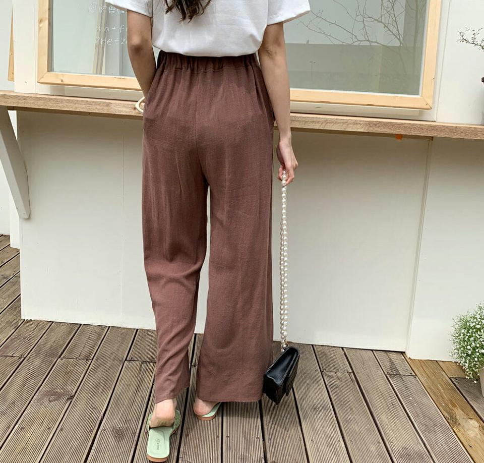 リネン混スリットヘムパンツ・全3色・b68273 レディース 【pt】 パンツ ズボン ロングパンツ スリット リネン 単色 無地 シンプル カジュアル 春 夏 韓国 ファッション ハイホリHIHOLLI