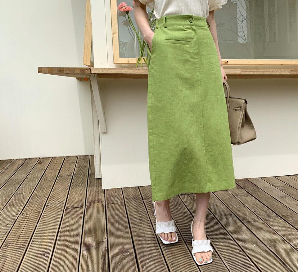 【只今20%OFF】リネン混スリットロングスカート・全3色・t68271 レディース 【sk】【スカート ロング ロングスカート スリット リネン 単色 無地 シンプル ベーシック カジュアル 春 夏 秋 韓国 ファッション】【ハイホリHIHOLLI】【LN】