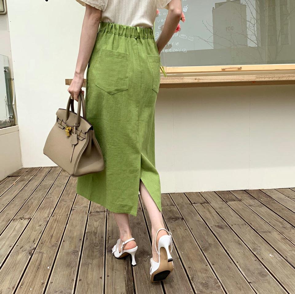 【只今20%OFF】リネン混スリットロングスカート・全3色・t68271 レディース 【sk】【スカート ロング ロングスカート スリット リネン 単色 無地 シンプル ベーシック カジュアル 春 夏 秋 韓国 ファッション】【ハイホリHIHOLLI】【LN】