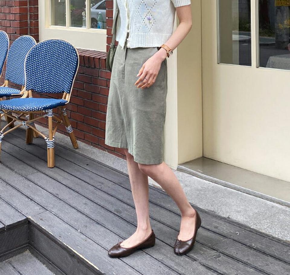 Hラインミディスカート・全4色・b57385 レディース 【sk】【韓国 ファッション ボトムス スカート ミディ ミディスカート 大人 Hライン スリット リネンブレンド リネン フェミニン 体型カバー 細身 夏 春】