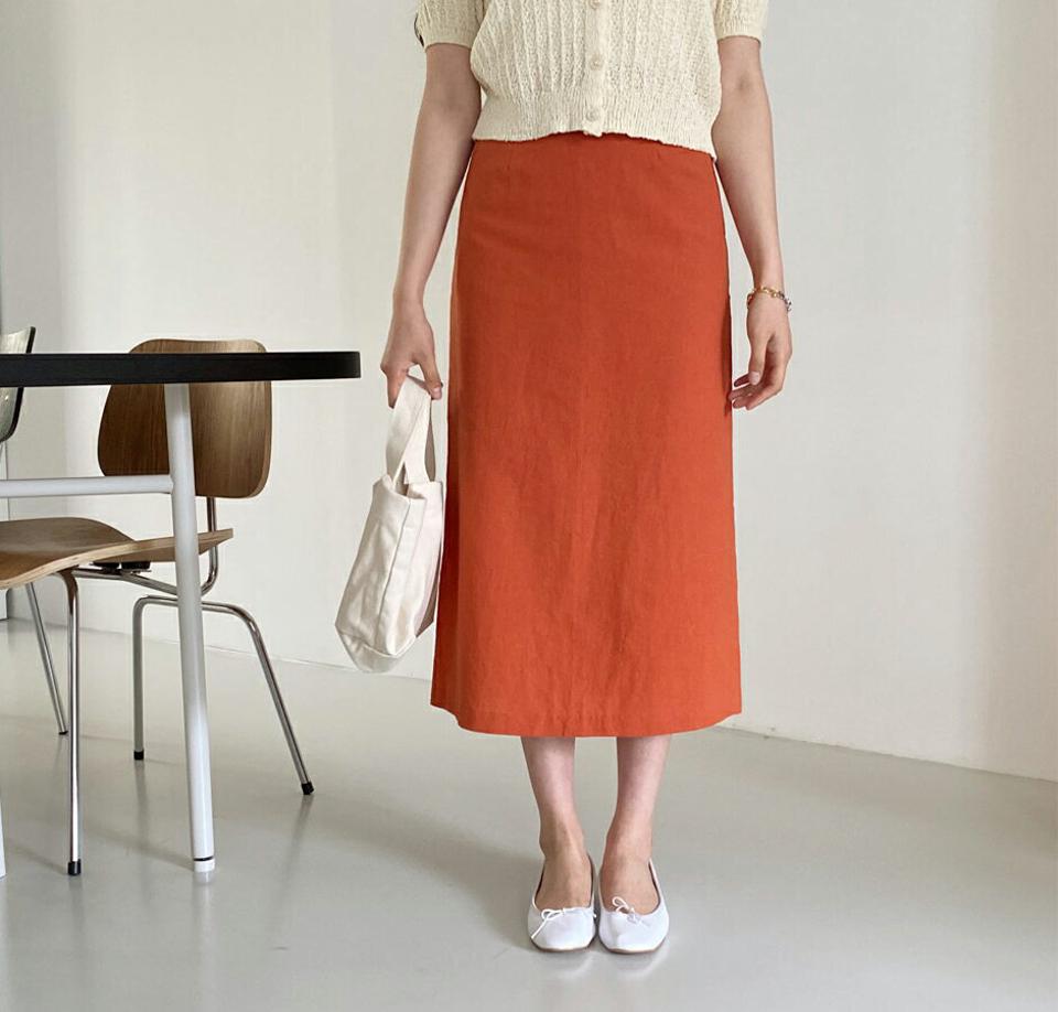 リネン混Hラインスカート・全3色・t64140 レディース 【sk】【韓国 ファッション ボトムス スカート ロング ロングスカート リネン ドライ Hライン フェミニン カジュアル デイリー 体型カバー 細身 春 夏】【NIJU】