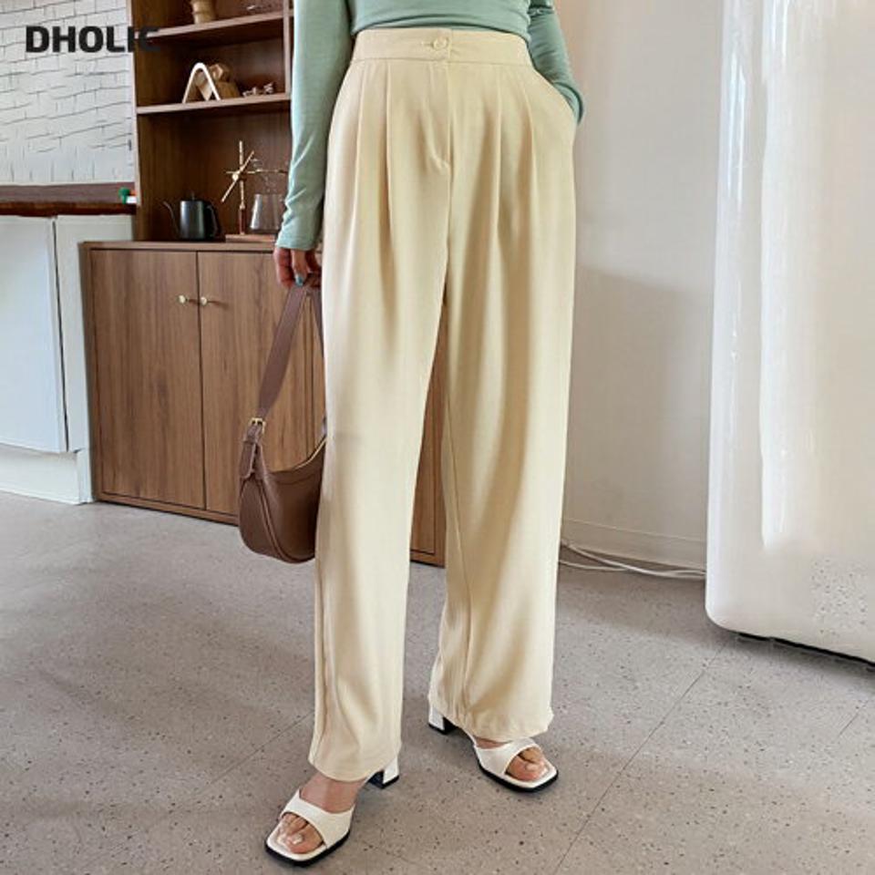 タックワイドスラックス・全3色・t65310 レディース 【pt】 韓国 ファッション ボトムス ロング ロングパンツ 美脚 スラックス ツータック ワイド ストレート ワイドスラックス 10分丈 体型カーバー 細身 ハイウエスト 夏 春